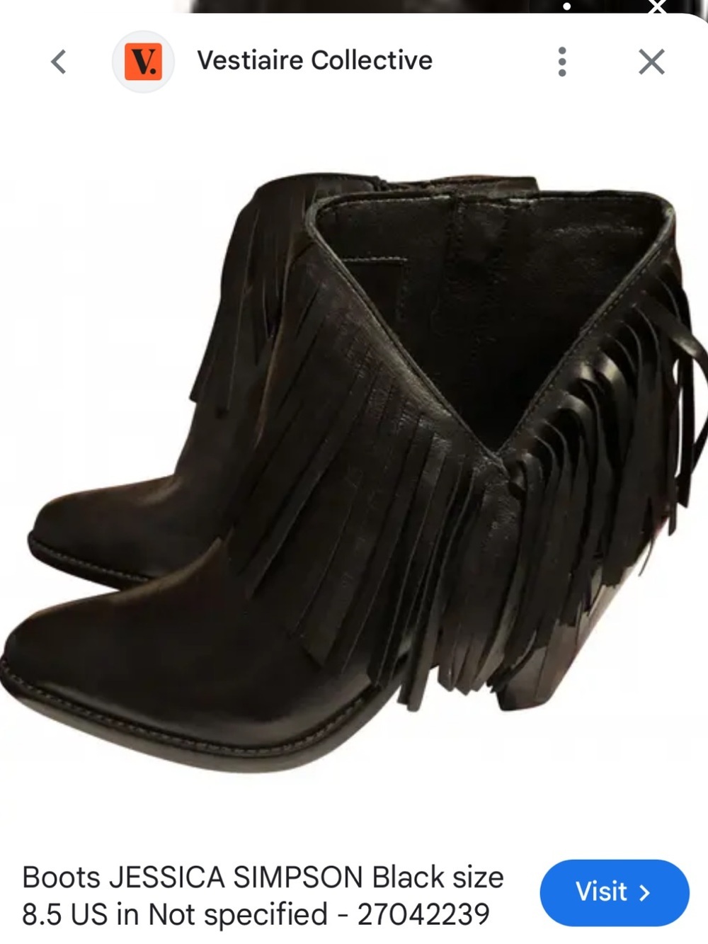 Jessica Simpson Black Fringe Ankle Boots 7.5 nwot